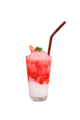 Strawberry smoothie isolated on white background.