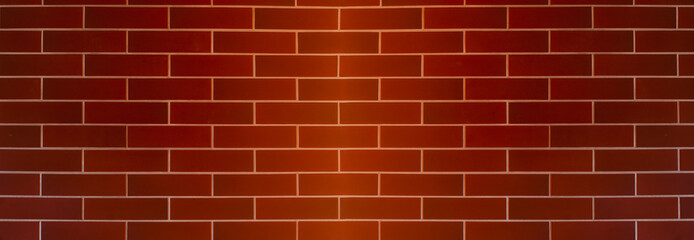 Fototapeta na wymiar Symmetric wall background. Smooth red brick texture. Continous pattern.