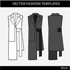 outer Fashion flat Sketches  template.