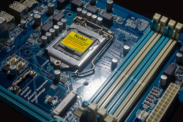 Closeup circuit board with electronic components