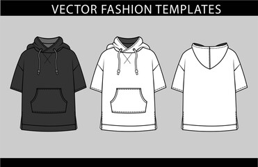 HOODIE FASHION FLAT SKETCH TEMPLATE