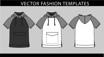 HOODIE FASHION FLAT SKETCH TEMPLATE