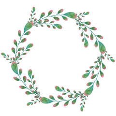 Obraz premium New Year's wreath of thin red-green branches.