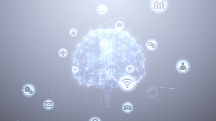 Ai Cloud Technology Icon Network Symbol Digital devices 3D illustration