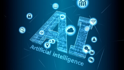 Ai Technology Icon Network Symbol Digital devices 3D illustration
