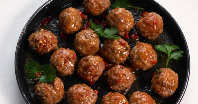 Homemade meatballs with tomato sauce 