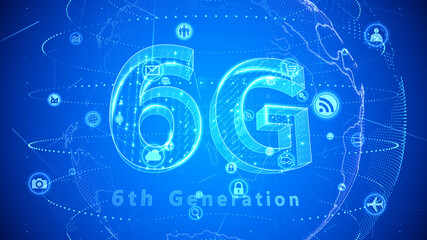 Obraz premium 6G Technology Icon Network Symbol Digital devices 3D illustration