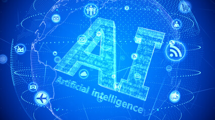 Ai Technology Icon Network Symbol Digital devices 3D illustration