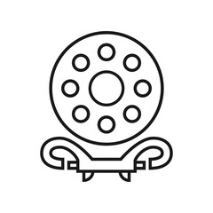 Diving bobbin with carabiner icon. Isolated vector illustration on white background. Editable stroke