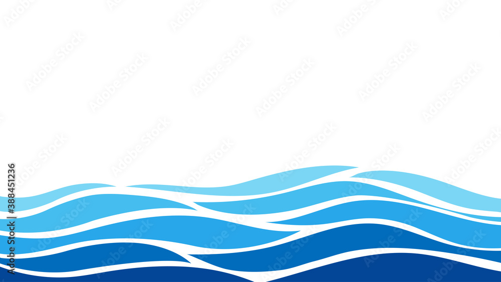 Wall mural blue lines layer ocean wave concept design vector abstract background