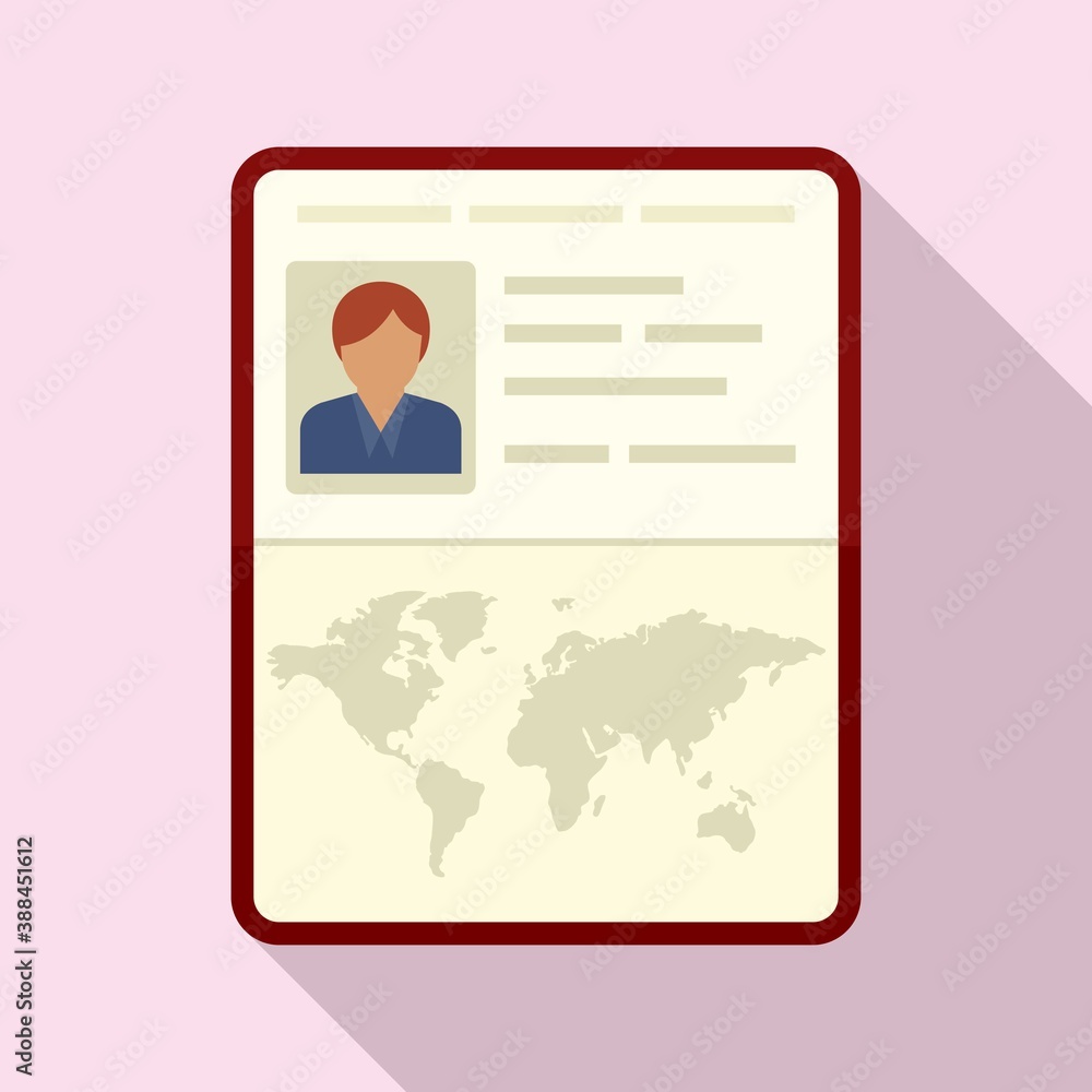 Poster open passport control icon. flat illustration of open passport control vector icon for web design