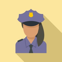 Police woman border icon. Flat illustration of police woman border vector icon for web design