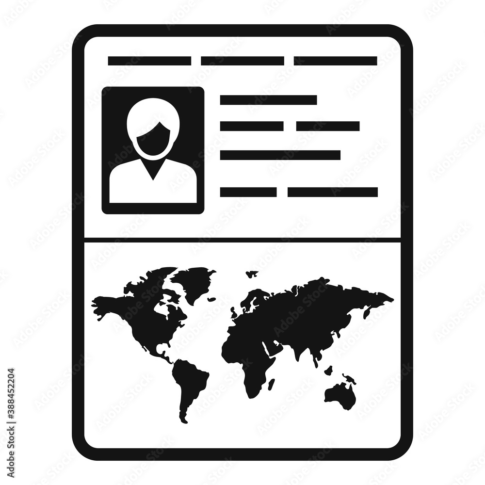 Poster open passport control icon. simple illustration of open passport control vector icon for web design 