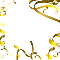 Holiday Serpentine. Gold Foil Streamers Ribbons.