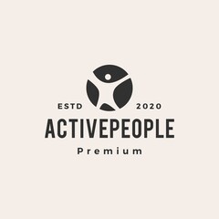 active people hipster vintage logo vector icon illustration