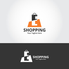 Initial  E Shop Logo designs Template. Illustration vector graphic of  letter and shop bag combination logo design concept. Perfect for Ecommerce,sale, discount or store web element. Company emblem