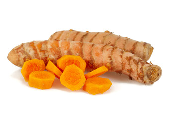 tumeric root isolated on white background