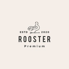 rooster line arrow hipster vintage logo vector icon illustration