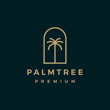palm tree gold logo vector icon illustration