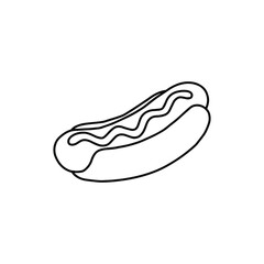 Outline Hot Dog icon, doodle, black and white illustration. Vector Stock illustration.