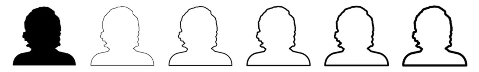 User Icon Black Line | Avatar Illustration | Client Symbol | Member Profile Logo | Login Head Sign | Isolated | Variations