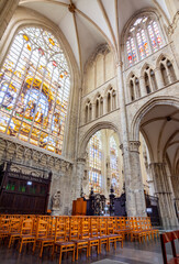 Obraz premium Cathedral of St. Michael and St. Gudula interiors in Brussels, Belgium