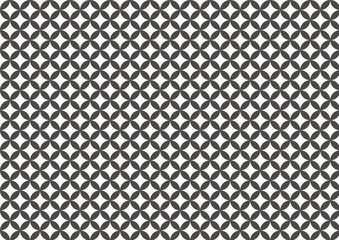 和紙テクスチャの白黒の七宝つなぎ、和柄パターン背景素材