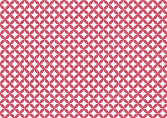 和紙テクスチャの赤色の七宝つなぎ、和柄パターン背景素材