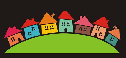 village, group of houses, conceptual vector illustration
