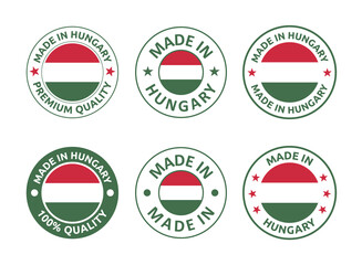 made in Hungary labels set, product emblem of Hungary