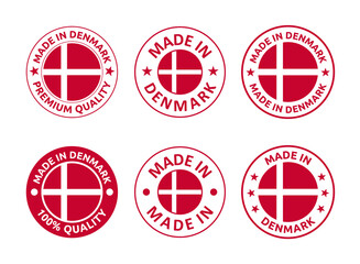 Obraz premium made in Denmark labels set, made in Kingdom of Denmark product emblem