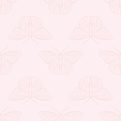 Vector pastel pink butterfly pattern background. Repeating seamless pastel pink simple butterfly pattern background. Swallowtail butterflies, simple design.