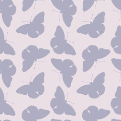 Vector butterfly silhouette pattern background. Seamless repeat pattern design with butterflies. Swallowtail butterfly silhouettes vector background.
