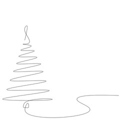 Christmas background with tree drawing, vector illustration