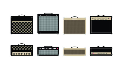 Guitar amplifier and cabinet in flat style