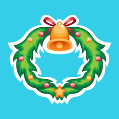  Christmas bell decoration cartoon vector