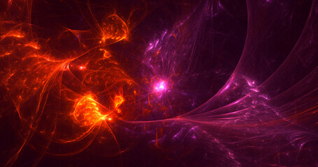 3D rendering abstract red fractal light background