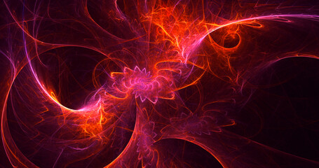 Obraz premium 3D rendering abstract red fractal light background