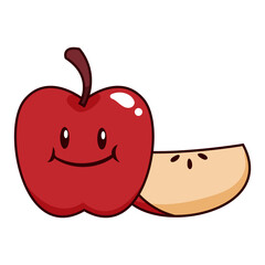  Cute apple cartoon fruit character vector