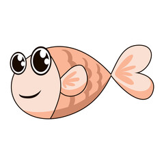 Cute fish cartoon character vector illustration