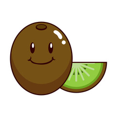 Cute kiwi cartoon fruit character vector
