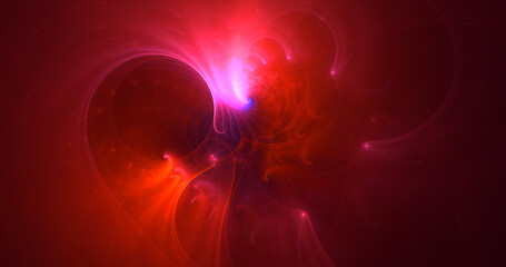 3D rendering abstract red fractal light background