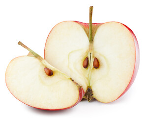 Half a red apple with a slice