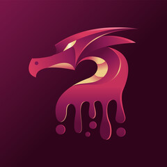 Dragon head mascot logo gradient minimalist