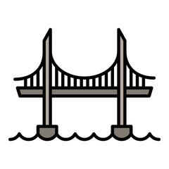 High bridge icon. Outline high bridge vector icon for web design isolated on white background