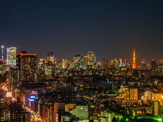 Fotobehang 【三軒茶屋・キャロットタワーより】東京都内・夜景・東京タワー含む © BSDC
