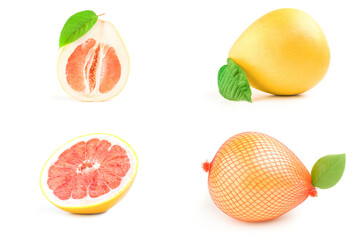 Collection of pompelmoes isolated over a white background
