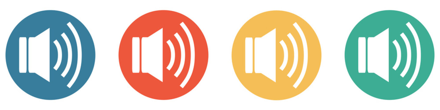 Bunter Banner mit 4 Buttons: Lautsprecher