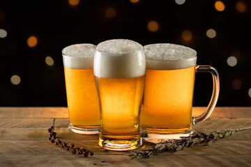 Beer in three different beer glasses
