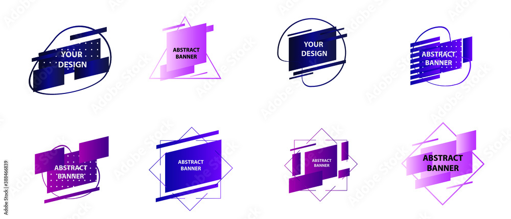 Poster set of modern abstract graphic elements. gradient abstract banners with different shapes. template f
